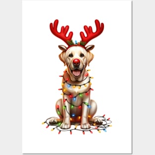 Christmas Red Nose Labrador Retriever Dog Posters and Art